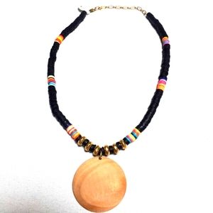 Barcelona Beach Collection Colorful Beads Black Natural Wood Casual Bohe…